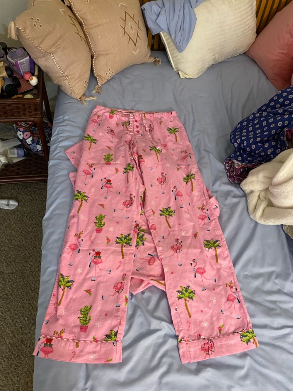 NWOT P.J. Salvage Flannel Pajamas Pink Flamingo & Palm Tree Pajama Set medium - Picture 4 of 9